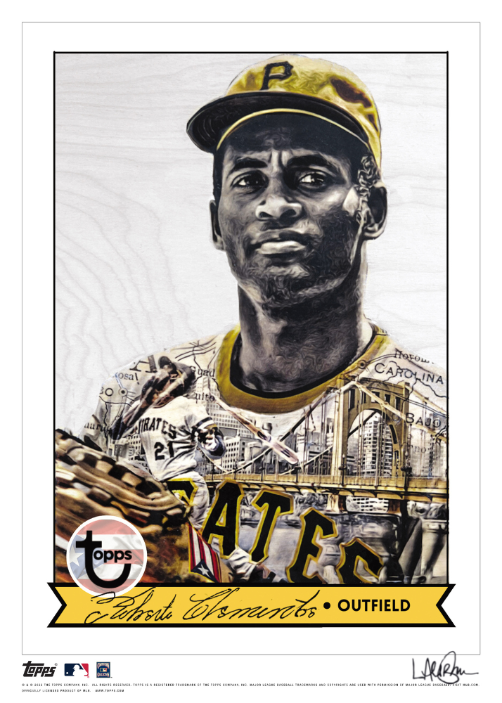 Black Artist Signature - Topps Wall Art (10x14) of card #896 by Lauren Taylor - Roberto Clemente