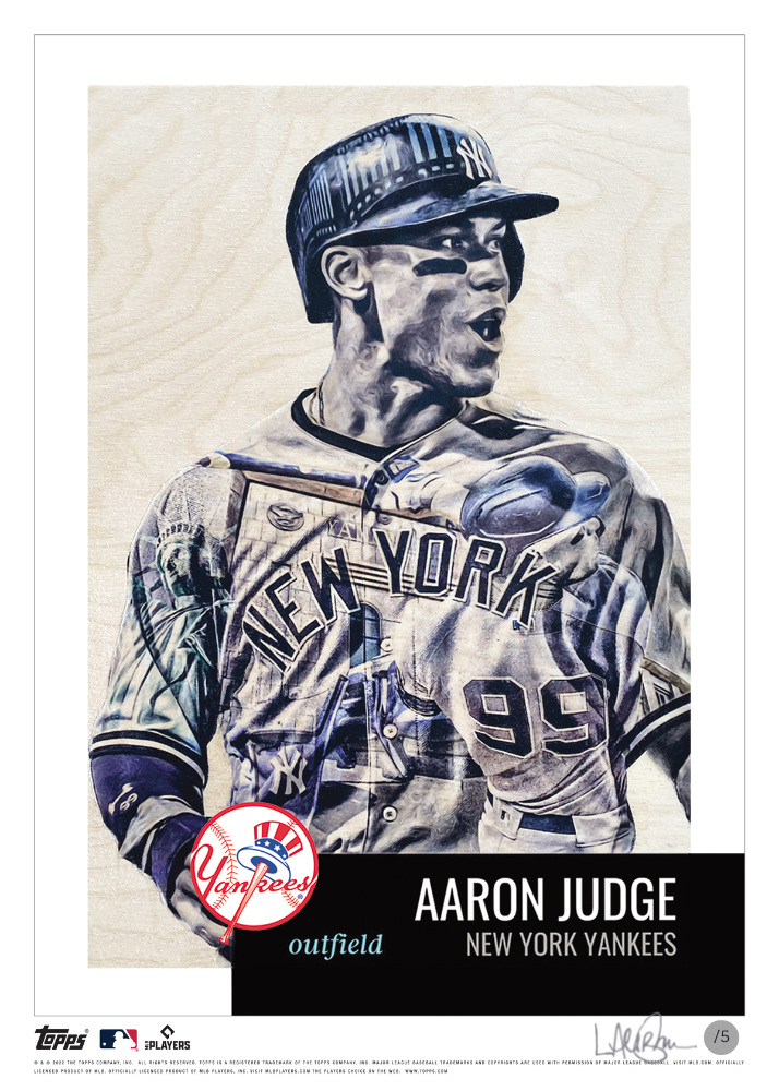 /5 Silver Artist Signature - Topps Wall Art (10x14) of card #11 by Lauren Taylor - Aaron Judge