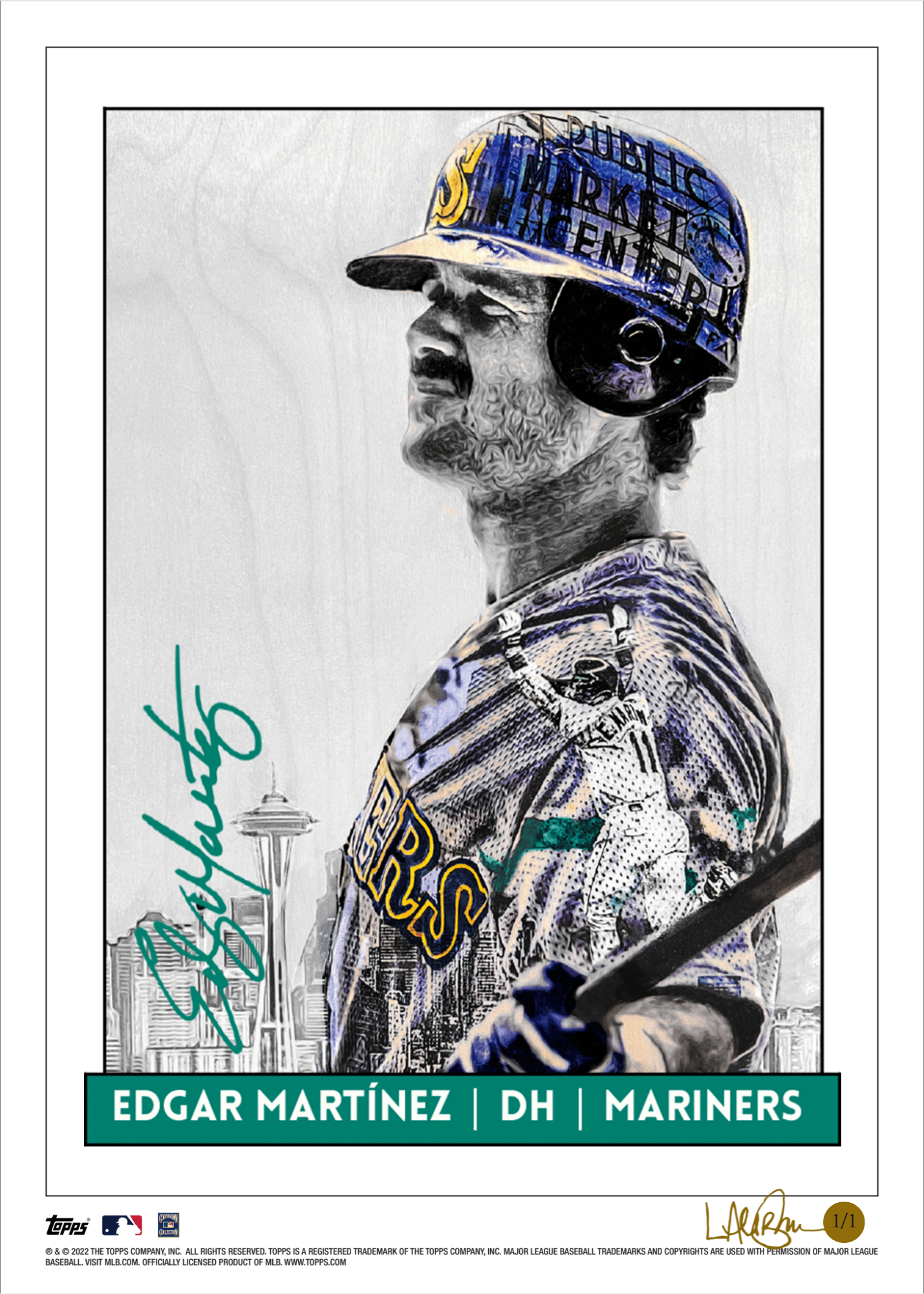 1/1 Gold Artist Signature - Topps Wall Art (10x14) of card #206 by Lau