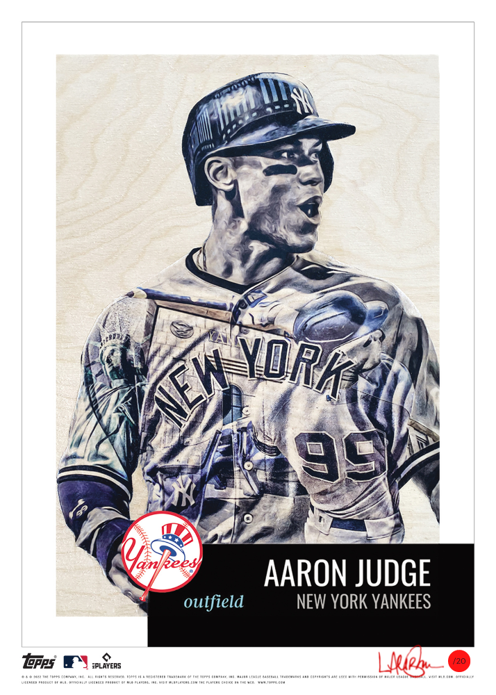 /20 Red Artist Signature - Topps Wall Art (10x14) of card #11 by Lauren Taylor - Aaron Judge