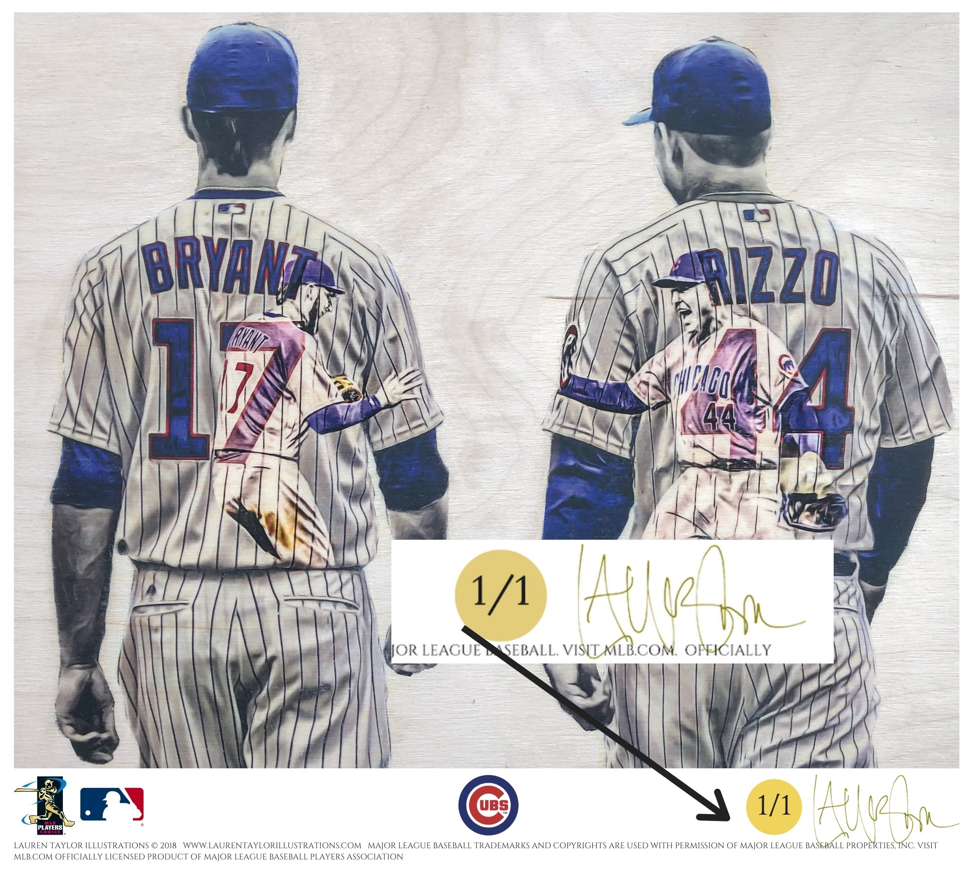 "Bryzzo" (Kris Bryant and Anthony Rizzo) Chicago Cubs - Officially Licensed MLB Print - GOLD SIGNATURE LIMITED RELEASE /1