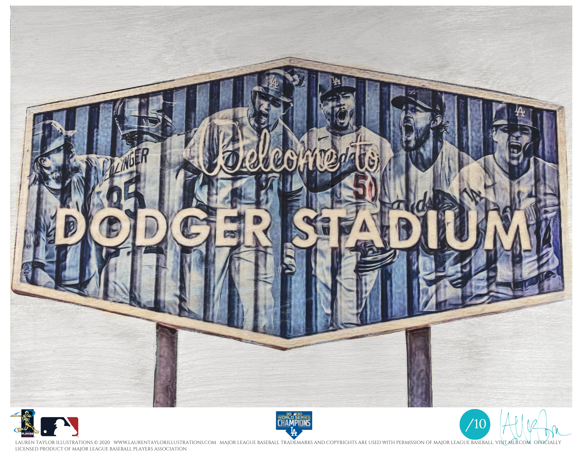 "Dodger Blue" (Los Angeles Dodgers) 2020 World Series Champions - Officially Licensed MLB Print - Commemorative TEAL SIGNATURE Limited Release /10