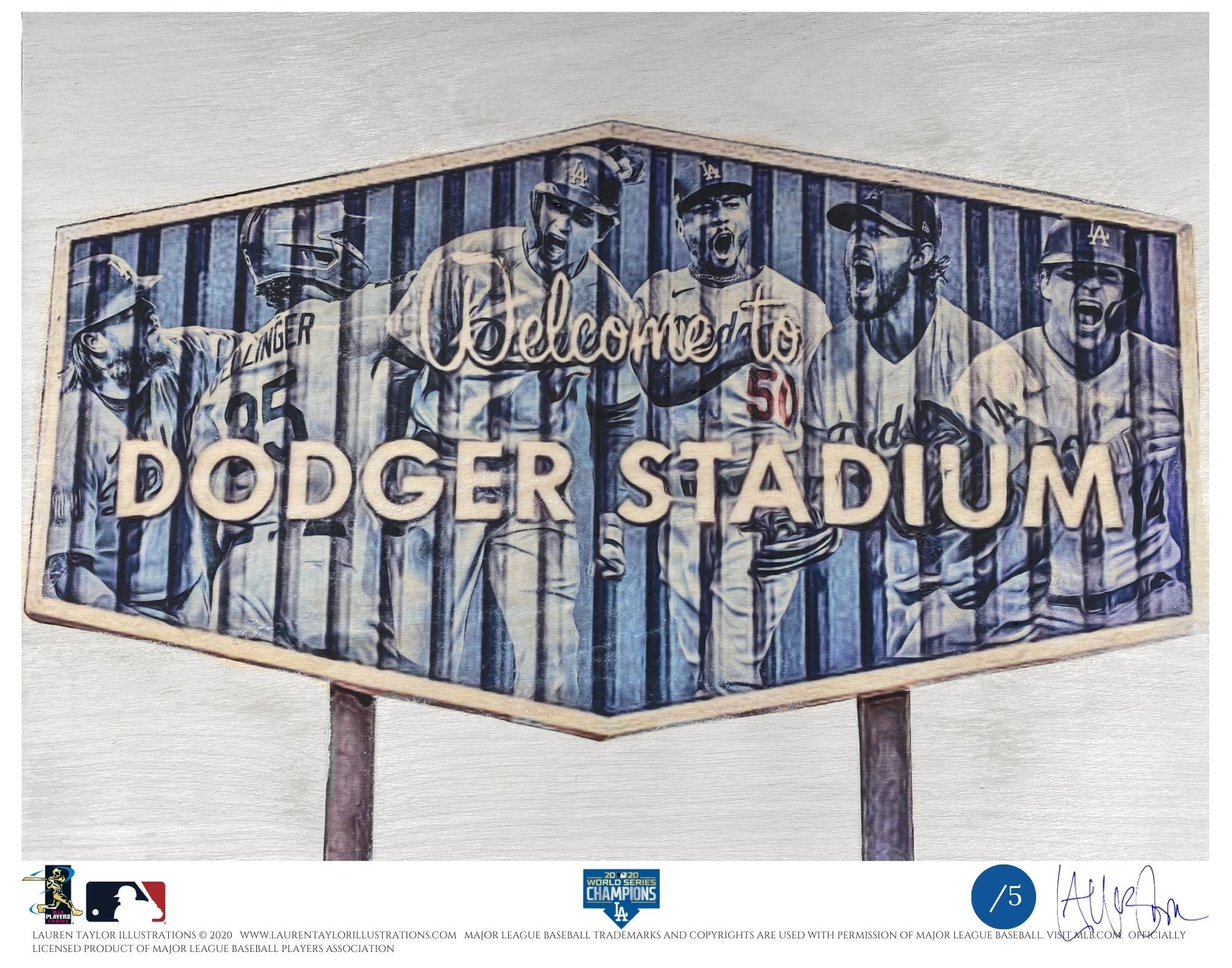"Dodger Blue" (Los Angeles Dodgers) 2020 World Series Champions - Officially Licensed MLB Print - Commemorative BLUE SIGNATURE Limited Release /5