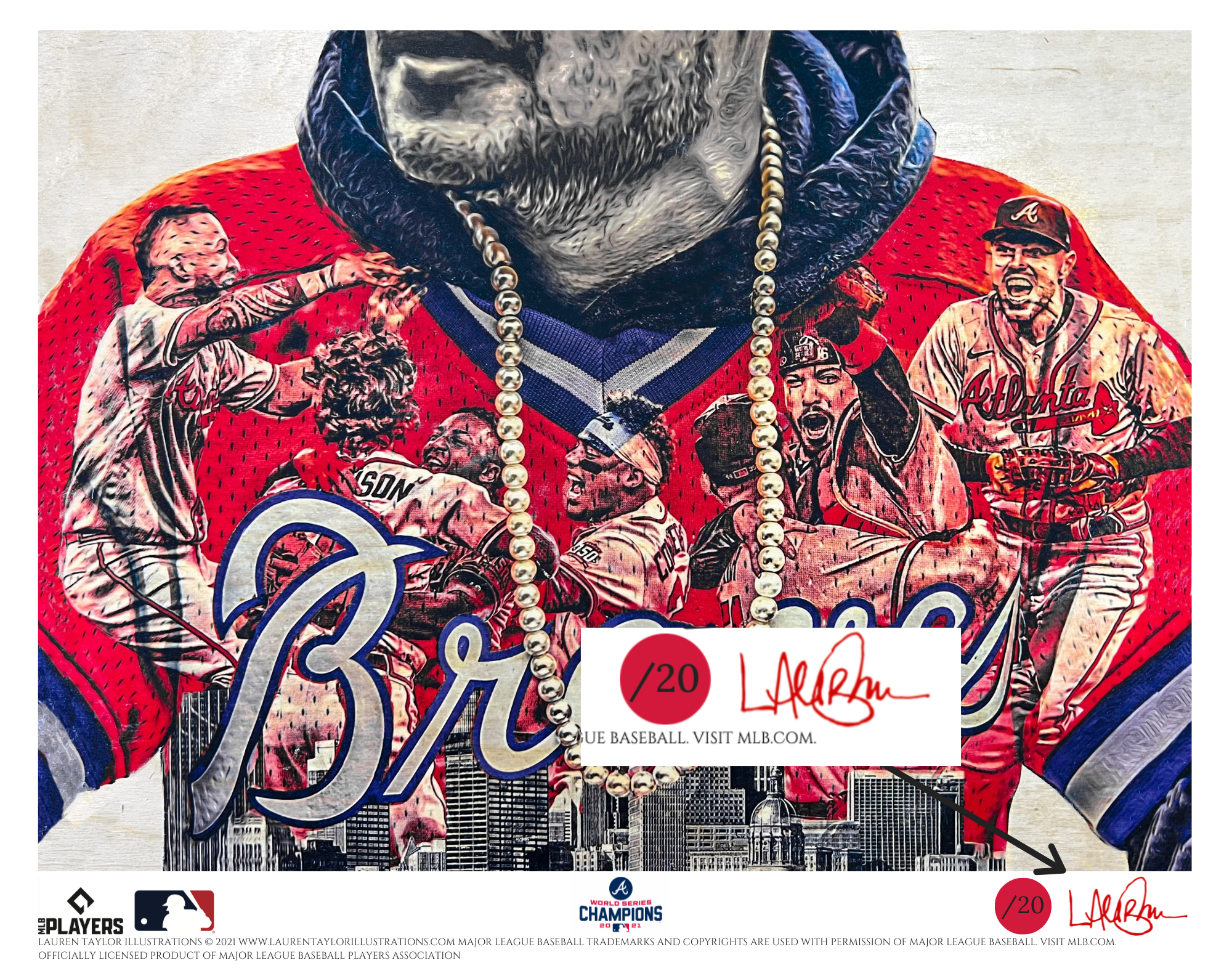 "bATtLe Won" (ft. Freeman, Rosario, Swanson, Albies, d'Arnaud...etc) Atlanta Braves - World Series Champs 2021 - RED SIGNATURE Limited Release /20