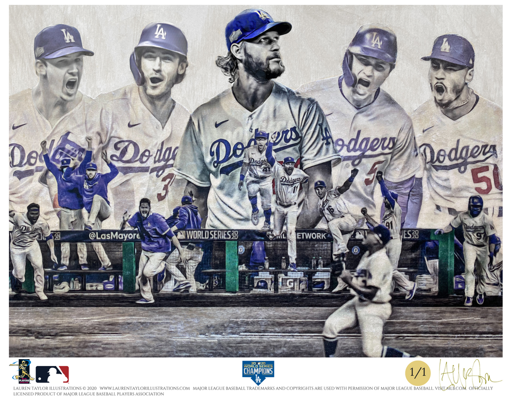 "Seven" (Los Angeles Dodgers) 2020 World Series Champions - Officially Licensed MLB Print - Commemorative GOLD SIGNATURE Limited Release /1