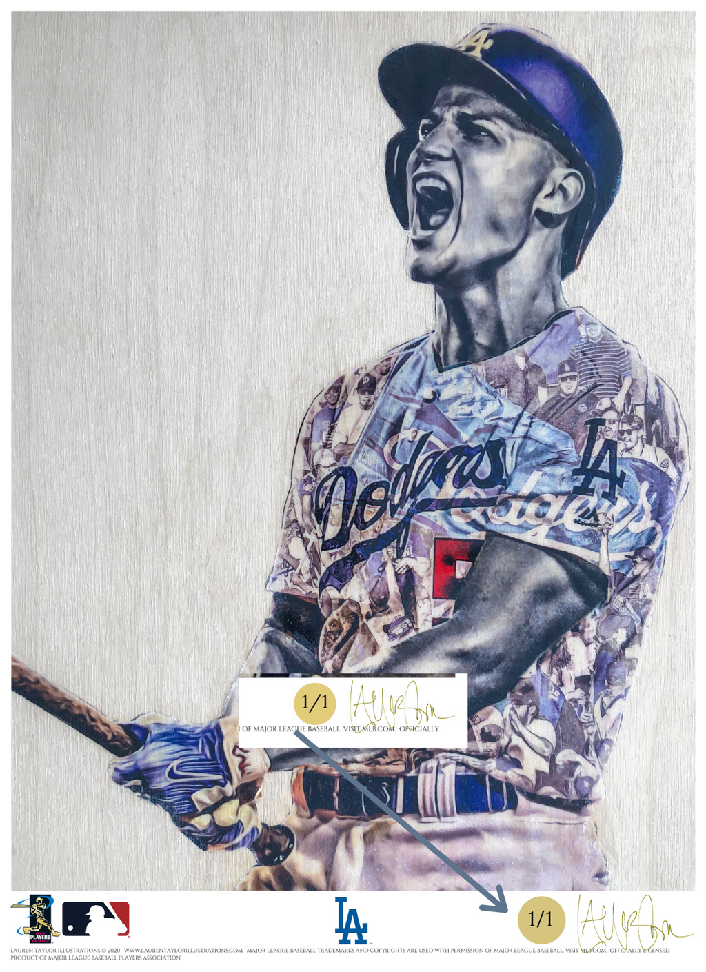 "C-Seag" (Corey Seager) Los Angeles Dodgers - Officially Licensed MLB Print - GOLD SIGNATURE LIMITED RELEASE /1