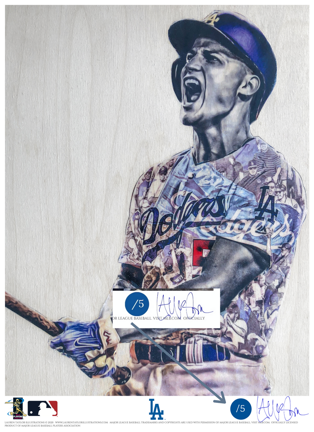 "C-Seag" (Corey Seager) Los Angeles Dodgers - Officially Licensed MLB Print - BLUE SIGNATURE LIMITED RELEASE /5