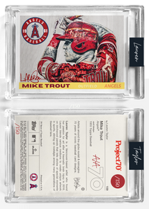 /150 Burgundy Artist Signature - Topps Project 70 130pt card #159 by Lauren Taylor - Mike Trout