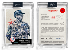 /20 Red Artist Signature - Topps Project 70 130pt card #11 by Lauren Taylor - Aaron Judge