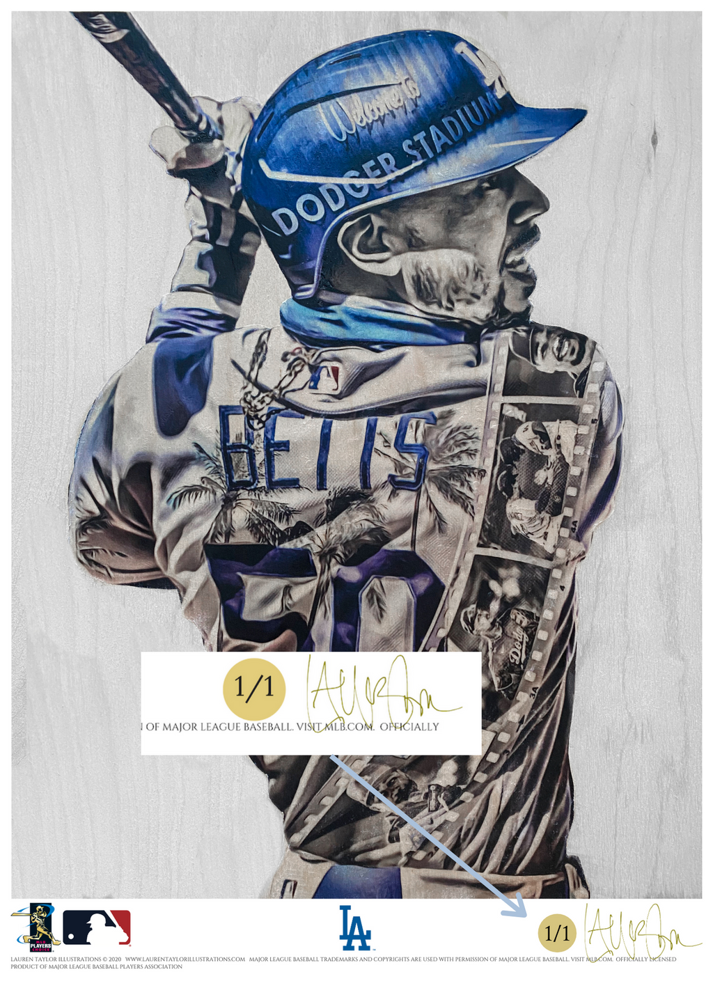 "Welcome to LA" (Mookie Betts) Los Angeles Dodgers - Officially Licensed MLB Print - GOLD SIGNATURE LIMITED RELEASE /1