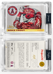 /1 Metallic Gold Artist Signature - Topps Project 70 130pt card #159 by Lauren Taylor - Mike Trout