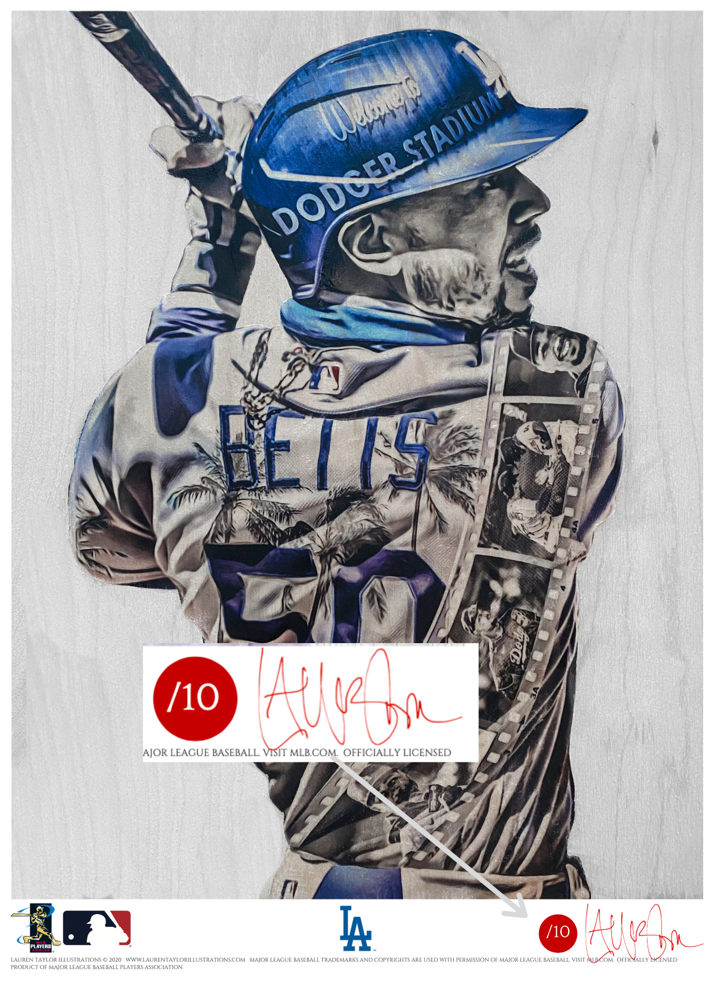 Welcome to LA (Mookie Betts) Los Angeles Dodgers - Officially Licensed  MLB Print - RED SIGNATURE LIMITED RELEASE /10