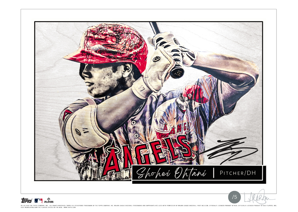 /5 Silver Artist Signature - Topps Wall Art (10x14) of card #870 by Lauren Taylor - Shohei Ohtani