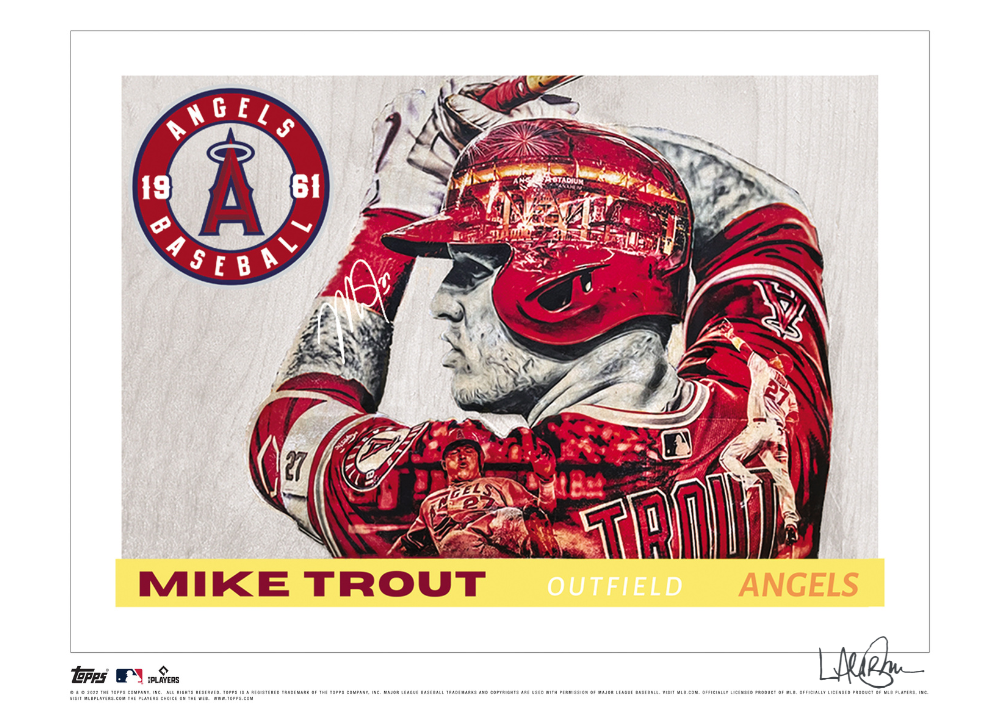 Black Artist Signature - Topps Wall Art (10x14) of card #159 by Lauren Taylor - Mike Trout