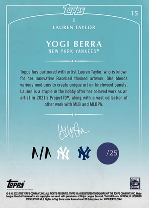 Lauren Taylor x Topps - Navy Blue Artist Autographed /25 - Yogi Berra Base Card