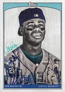 Lauren Taylor x Topps  - TEAL Artist Autographed /50 - Ken Griffey Jr. Base Card