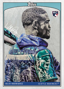Lauren Taylor x Topps  - SILVER CHROME Artist Autographed /5 - Julio Rodriguez RC Base Card