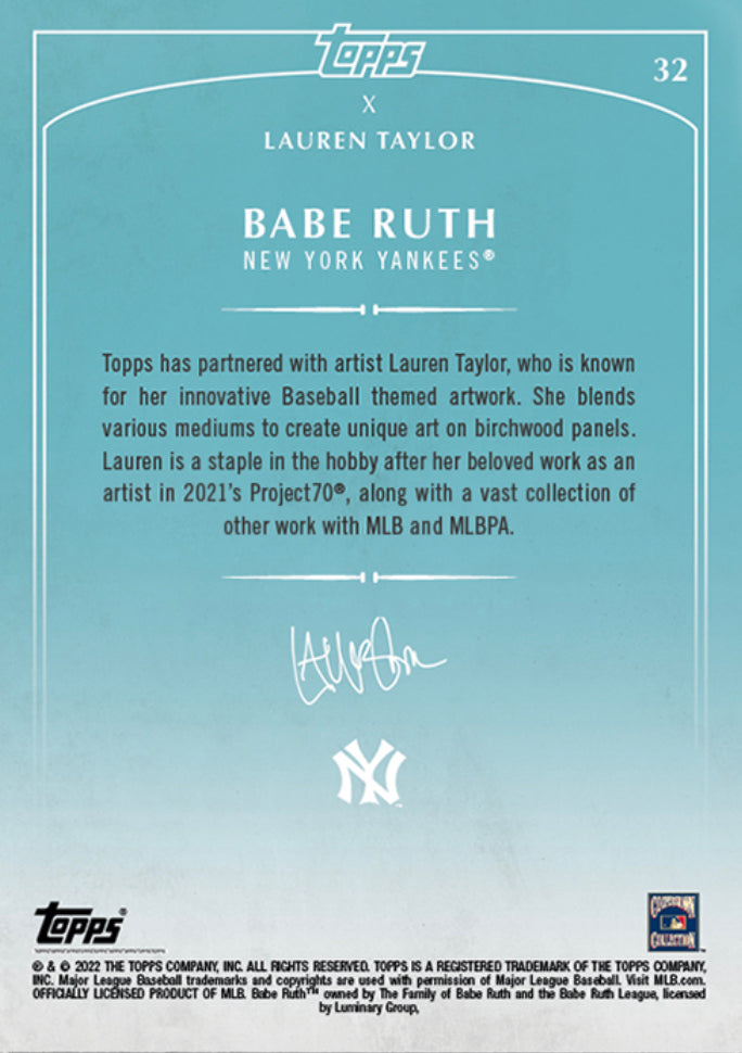 Lauren Taylor x Topps - Artist Autographed Babe Ruth Base Card