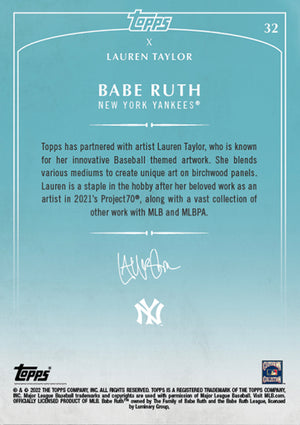 Lauren Taylor x Topps - Artist Autographed Babe Ruth Base Card