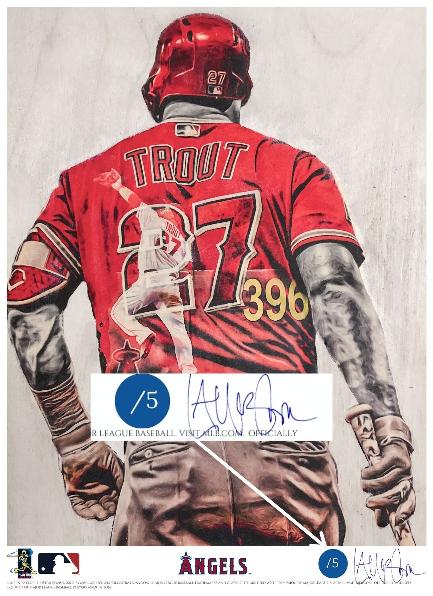 "WAR Lord" (Mike Trout) Los Angeles Angels - Officially Licensed MLB Print - BLUE SIGNATURE LIMITED RELEASE /5
