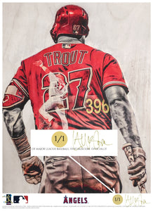 "WAR Lord" (Mike Trout) Los Angeles Angels - Officially Licensed MLB Print - GOLD SIGNATURE LIMITED RELEASE /1