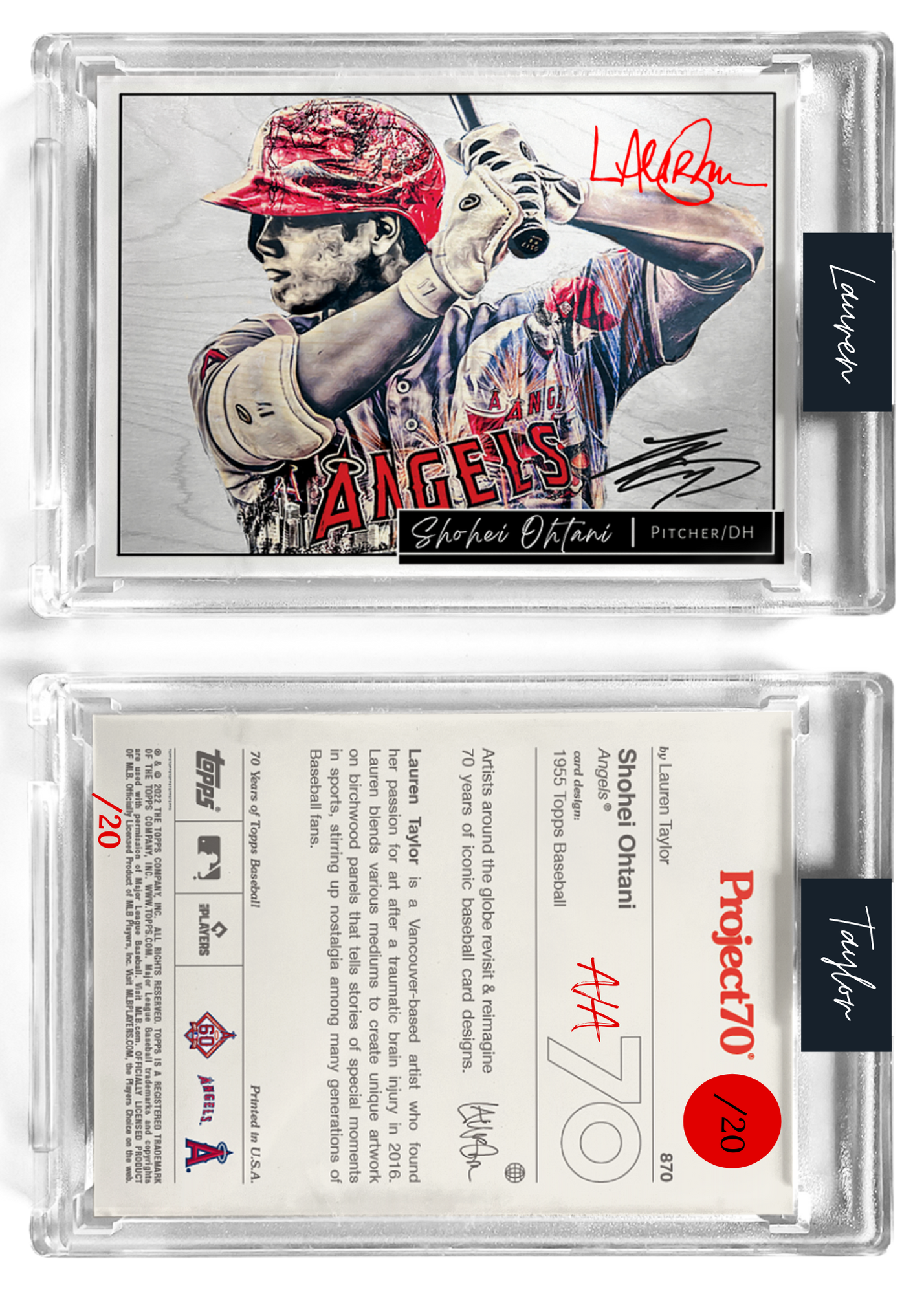 /20 Red Artist Signature - Shohei Ohtani - 130pt Card #870 by Lauren Taylor - Baseball Card