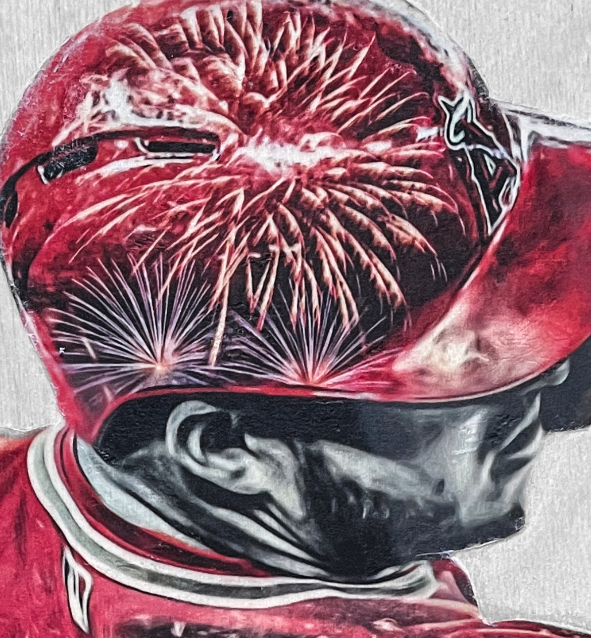 "King Fish 2.0" (Mike Trout ) Los Angeles Angels - 1/1 Original on Wood