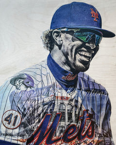 "New Threads” (Francisco Lindor) New York Mets - 1/1 Original on Wood