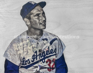 "The Left Arm of God" (Sandy Koufax) Los Angeles Dodgers - 1/1 Original on Wood