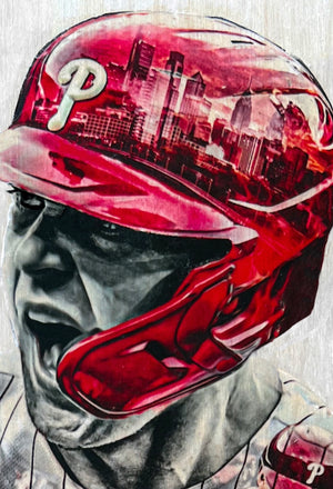 "Hoskins' Spike" (Rhys Hoskins) Philadelphia Phillies - 1/1 Original on Wood
