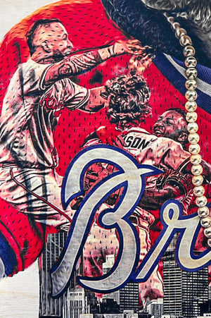 "bATtLe Won" (ft. Freeman, Rosario, Swanson, Albies, d'Arnaud...etc) Atlanta Braves - World Series Champs 2021 - METALLIC SILVER SIGNATURE Limited Release /3