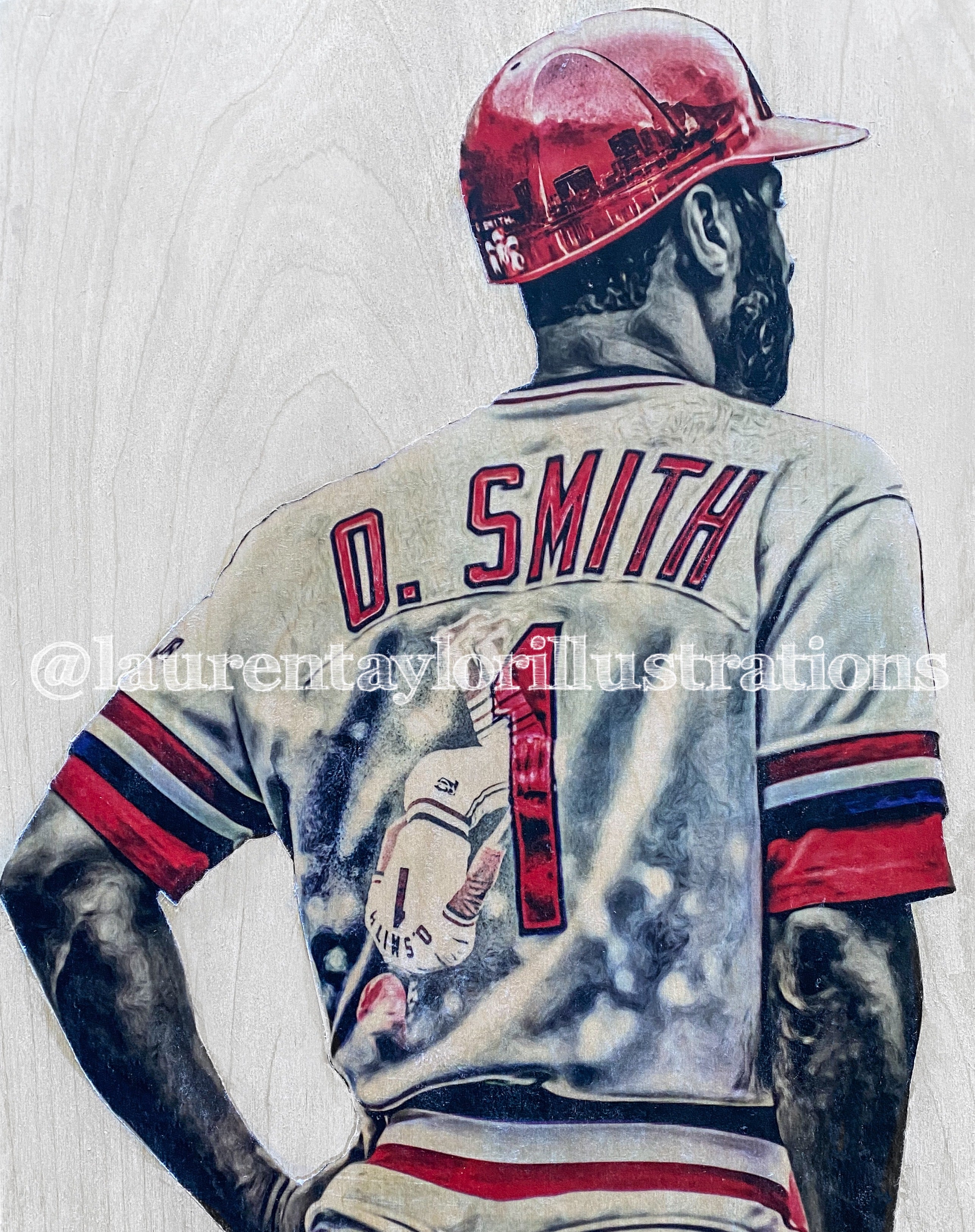 "The Wizard" (Ozzie Smith) St. Louis Cardinals - 1/1 Original on Wood