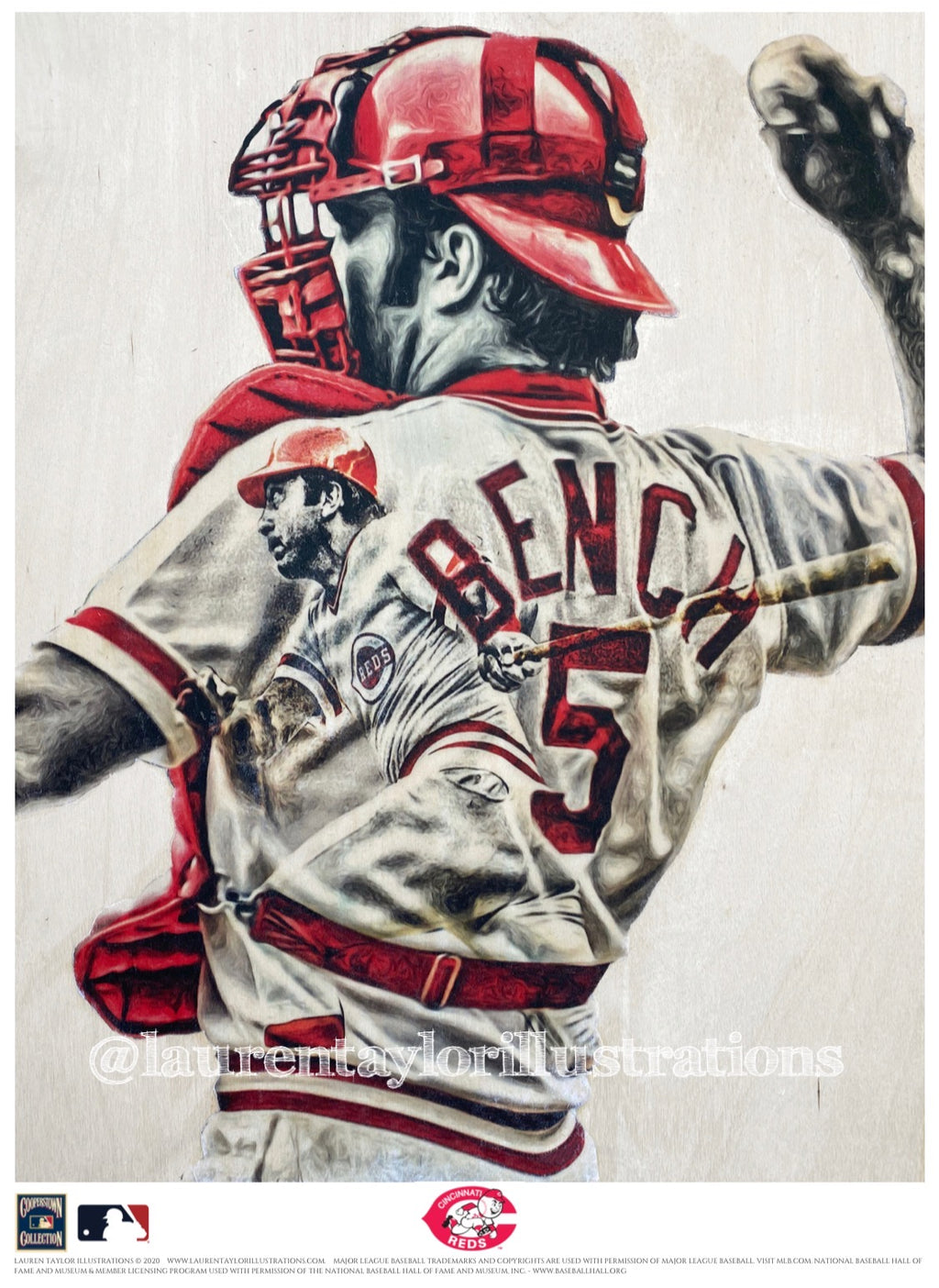 "Little General" (Johnny Bench) Cincinnati Reds - Officially Licensed MLB Cooperstown Collection Print - Limited Release