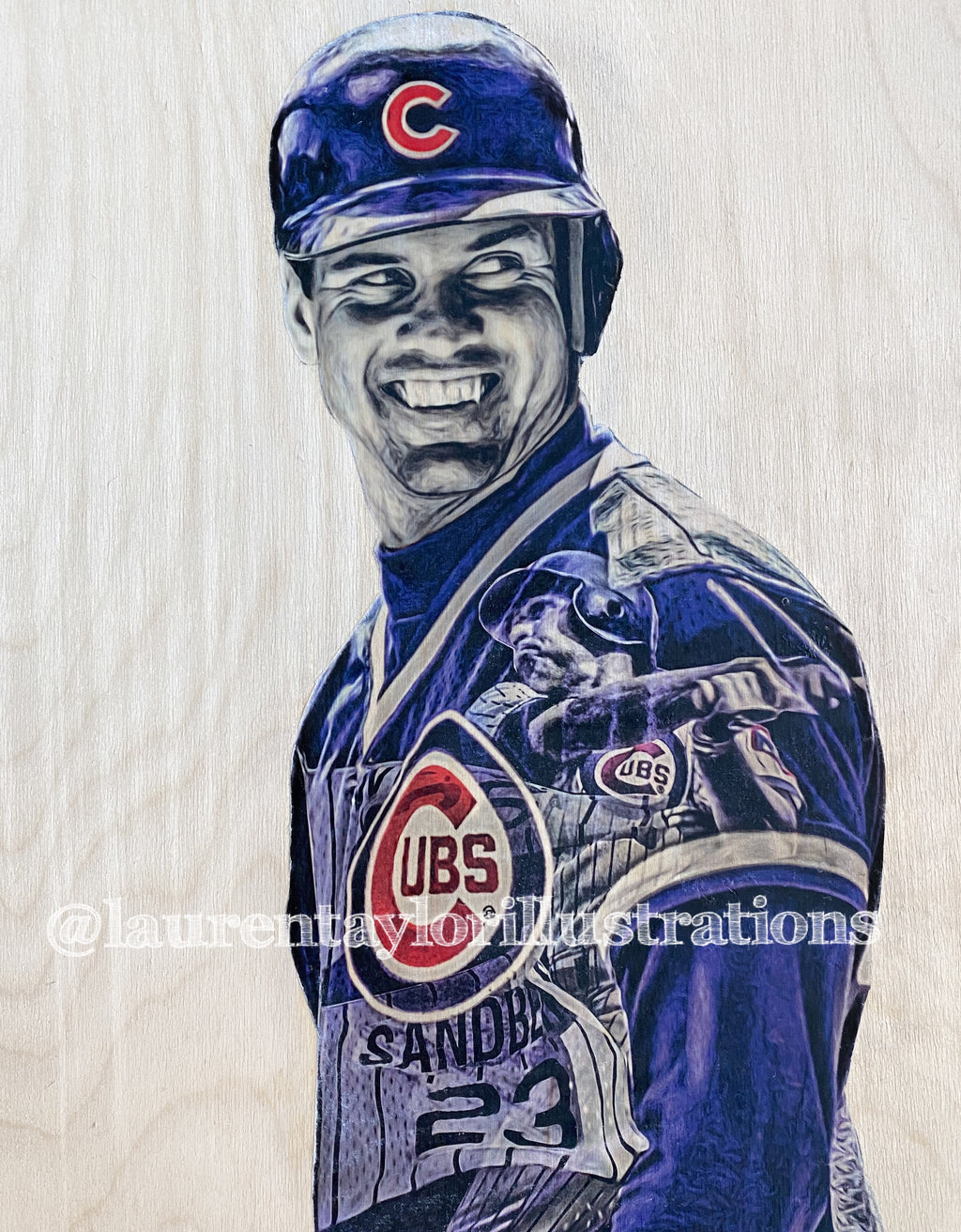 "Ryno" (Ryne Sandberg) Chicago Cubs - 1/1 Original on Wood