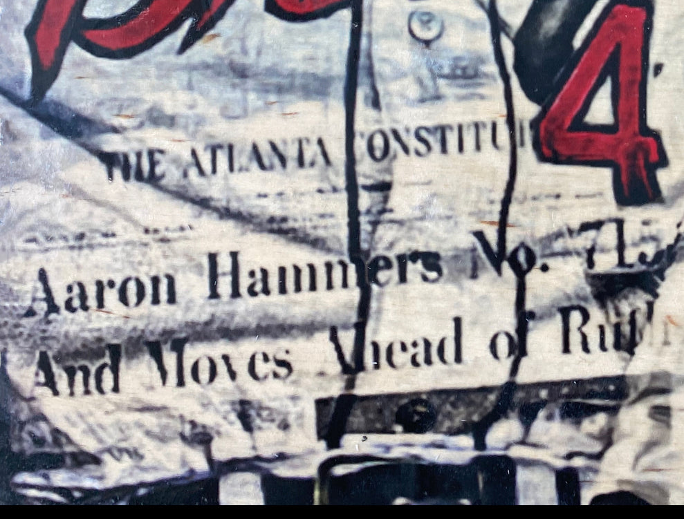 "Hammerin' Hank" (Hank Aaron) Atlanta Braves - 1/1 Original on Wood