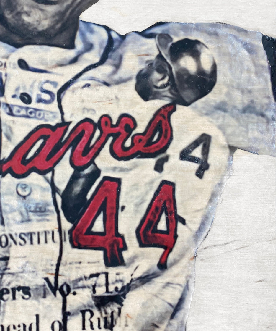 "Hammerin' Hank" (Hank Aaron) Atlanta Braves - 1/1 Original on Wood