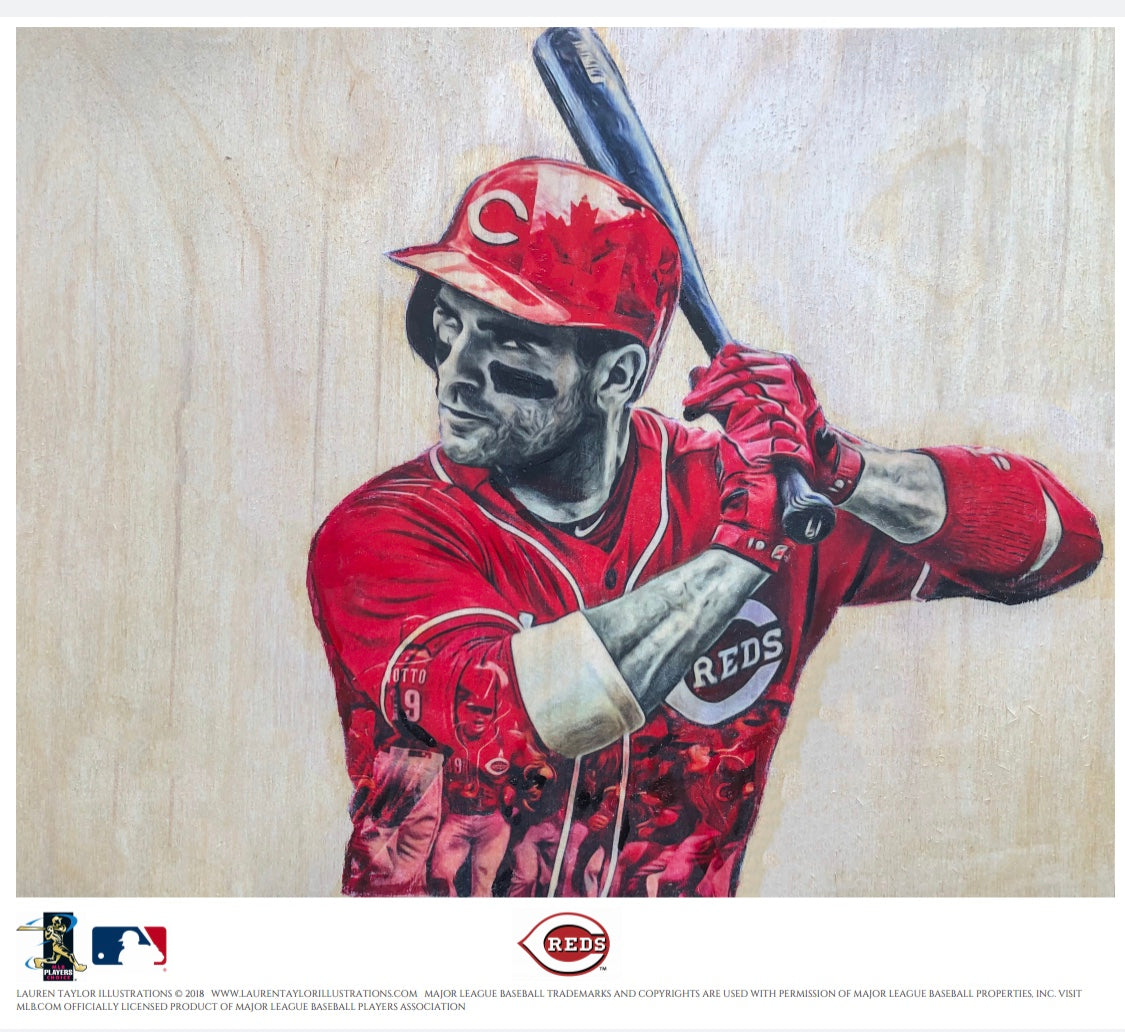"Votto" (Joey Votto) - Cincinnati Reds - 1/1 Original on Wood