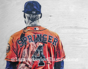"Springer" (George Springer) Houston Astros - 1/1 Original on Wood