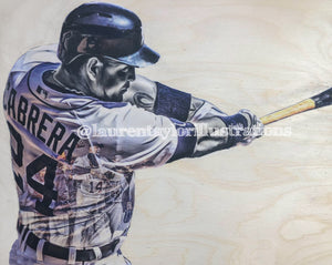 "Miggy" (Miguel Cabrera) Detroit Tigers - 1/1 Original on Wood