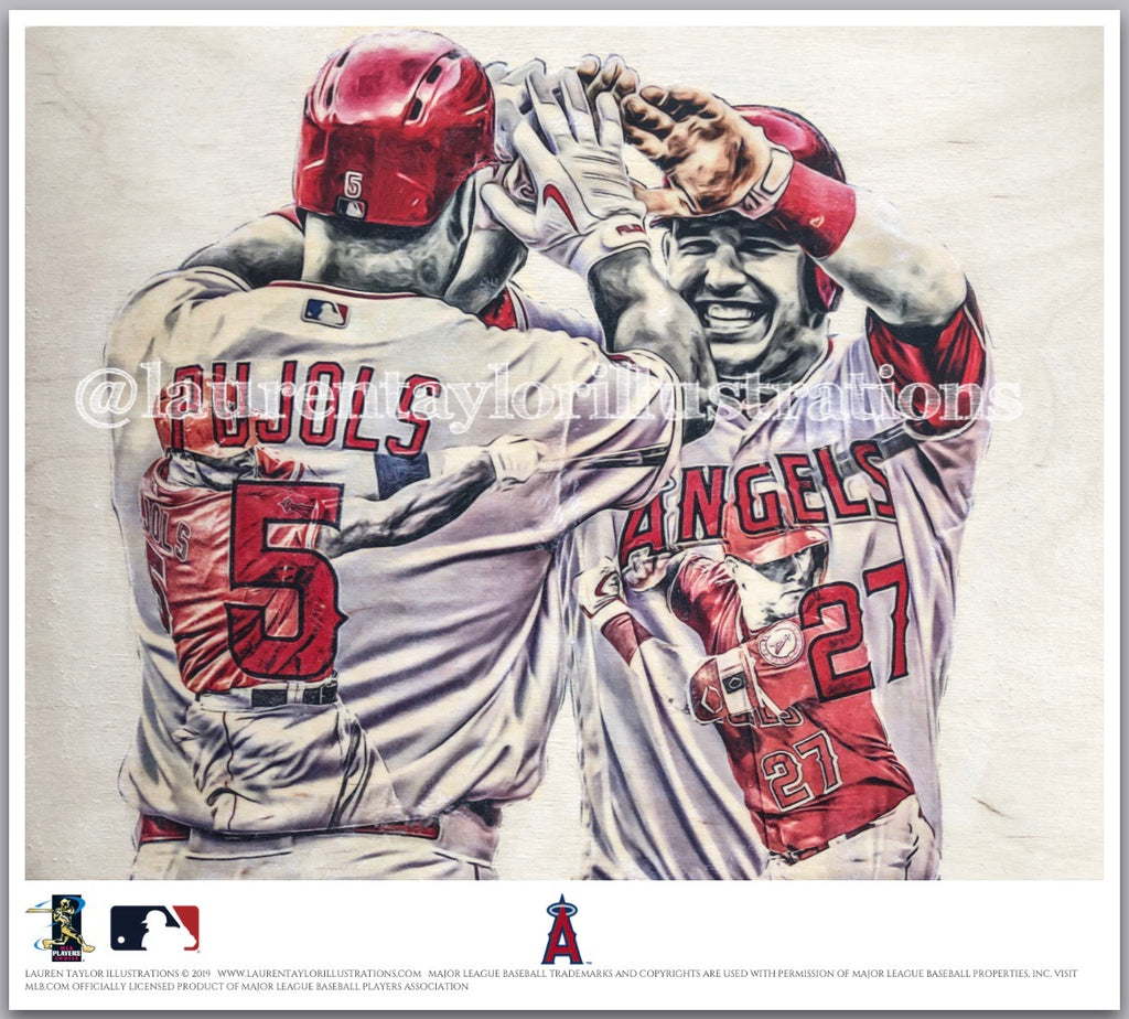 "Back 2 Back" (Mike Trout and Albert Pujols) - Officially Licensed MLB Print - Limited Release