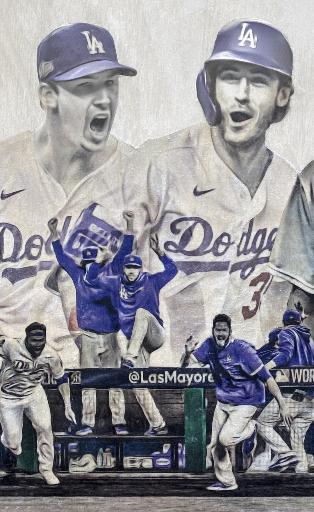 "Seven" (Los Angeles Dodgers) 2020 World Series Champions - Officially Licensed MLB Print - Commemorative BLACK w/SILVER SIGNATURE Limited Release /3