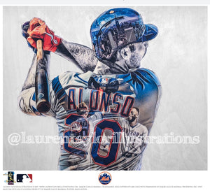 "Polar Bear" (Pete Alonso) New York Mets - Officially Licensed MLB Print - GOLD ARTIST SIGNATURE Limited Release /1