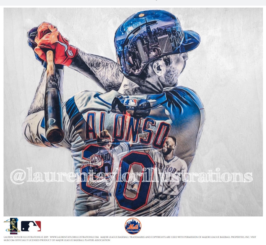 "Polar Bear" (Pete Alonso) New York Mets - Officially Licensed MLB Print - ORANGE ARTIST SIGNATURE Limited Release /15