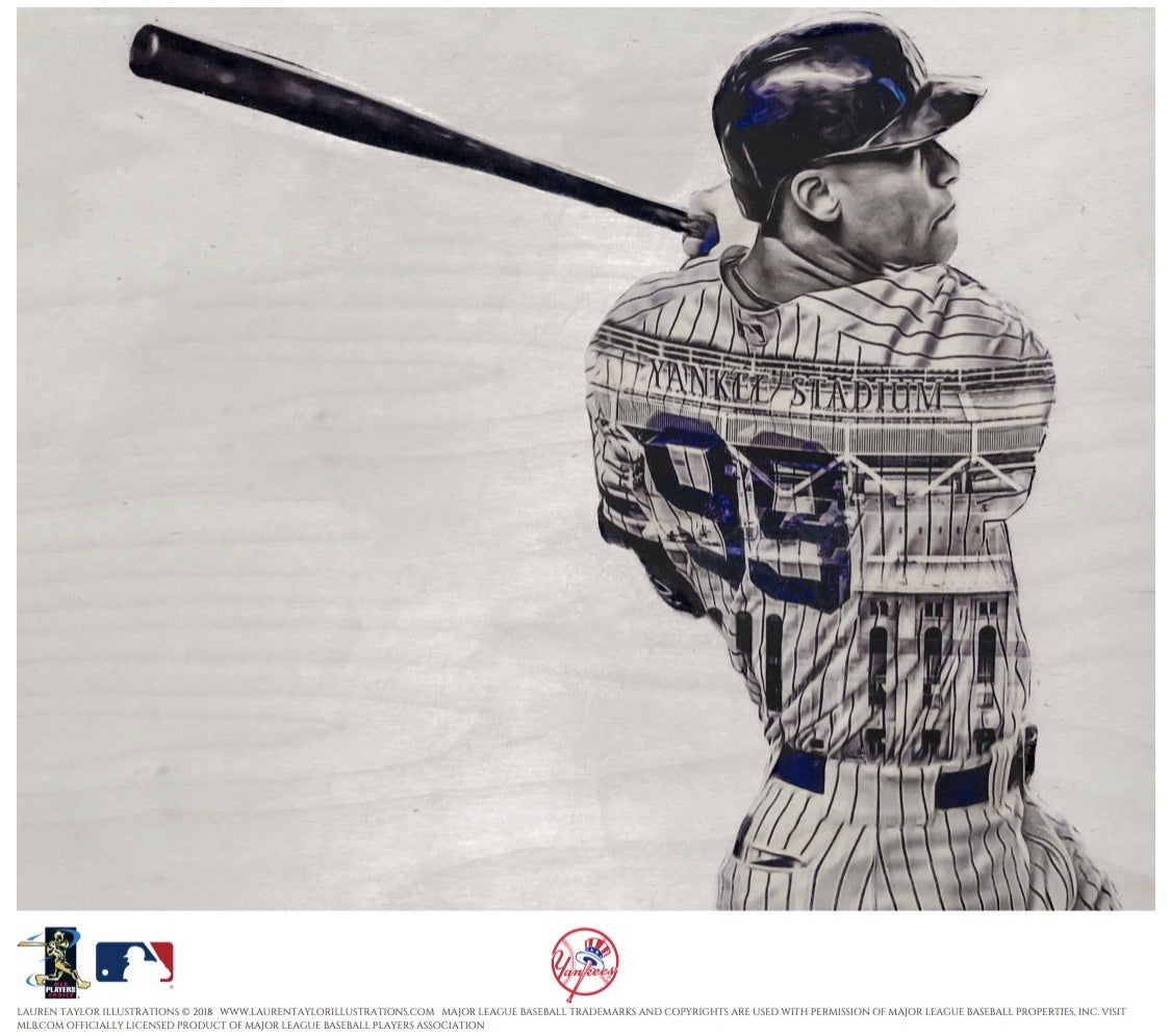 New 1/1 Original BAJ (Aaron Judge) - New York Yankees 11x14 Mixed Media -  Acrylic Paint, Digital Stencil and Ink on Birchwood . 1/1 -…