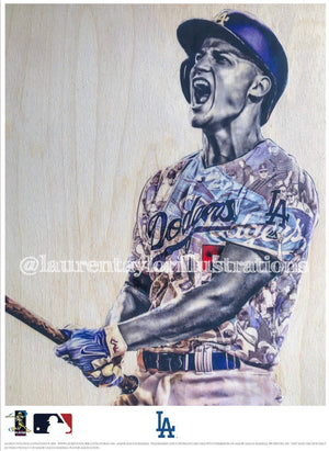 "C-Seag" (Corey Seager) Los Angeles Dodgers - Officially Licensed MLB Print - TEAL SIGNATURE LIMITED RELEASE /20