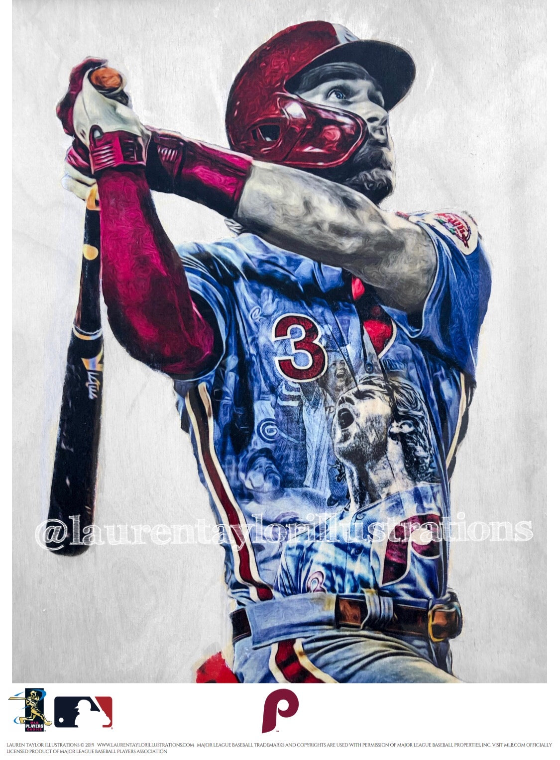  DIANSHANG Bryce Harper Poster Baseball Portrait Art