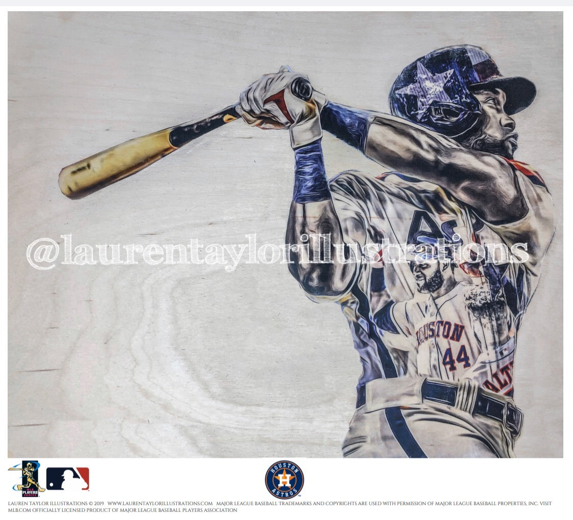 Trends International MLB Houston Astros - Yordan Alvarez 22 Framed Wall  Poster Prints White Framed Version 14.725 x 22.375