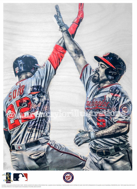 "Curly W" (Rendon/Soto/Kendrick/Scherzer) Washington Nationals NLDS - Officially Licensed MLB Print - Limited Release