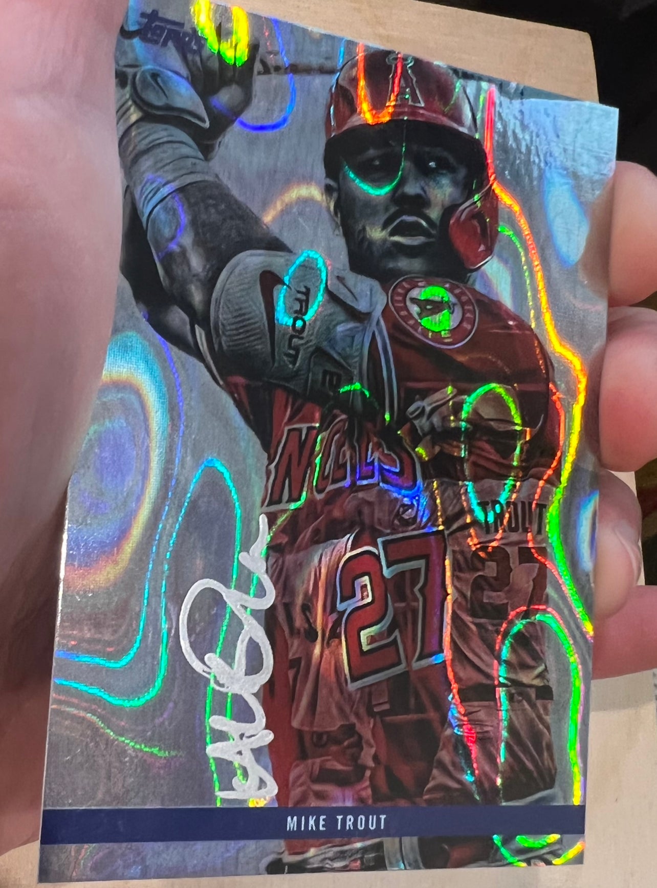 Lauren Taylor x Topps - /5 Silver Artist Autographed Mike Trout LAVA CHASE Card