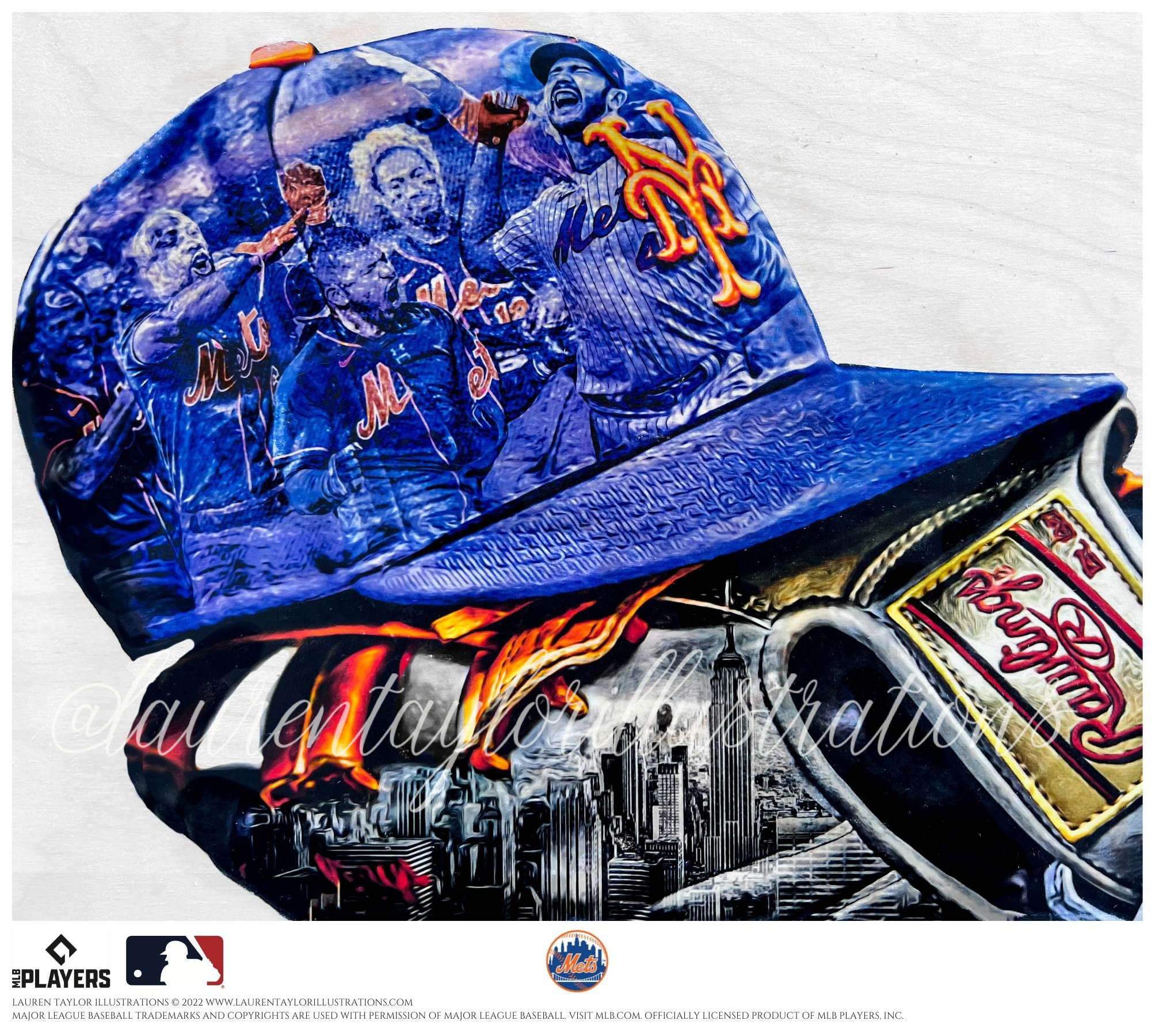 "LFGM" (Mets Hat ft. Marte, Escobar, Alonso, Lindor) New York Mets - Officially Licensed MLB Print - Limited Release /500